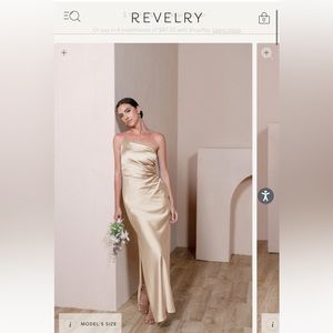 Revelry Jade Satin Dress - Gold Champagne-704